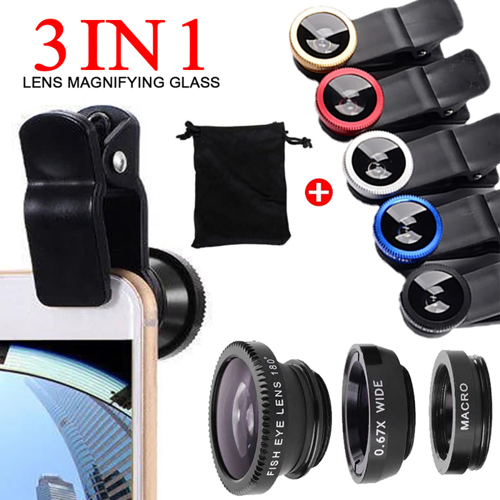 Lens Camera Clip - Obiettivo universale 3 in 1 Fish